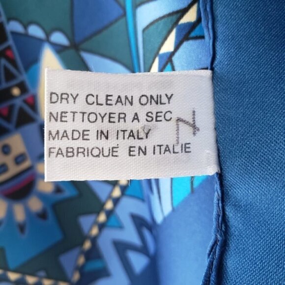 Vintage Jocelyne Mauge Blue & Magenta Scarf With Ethnic Print - Picture 8 of 8